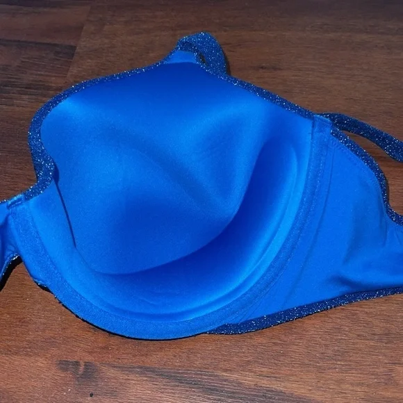 VS Swim Shimmer Icon Push-Up Bikini Top size 36DDD blue sparkle underwire - Picture 12 of 13